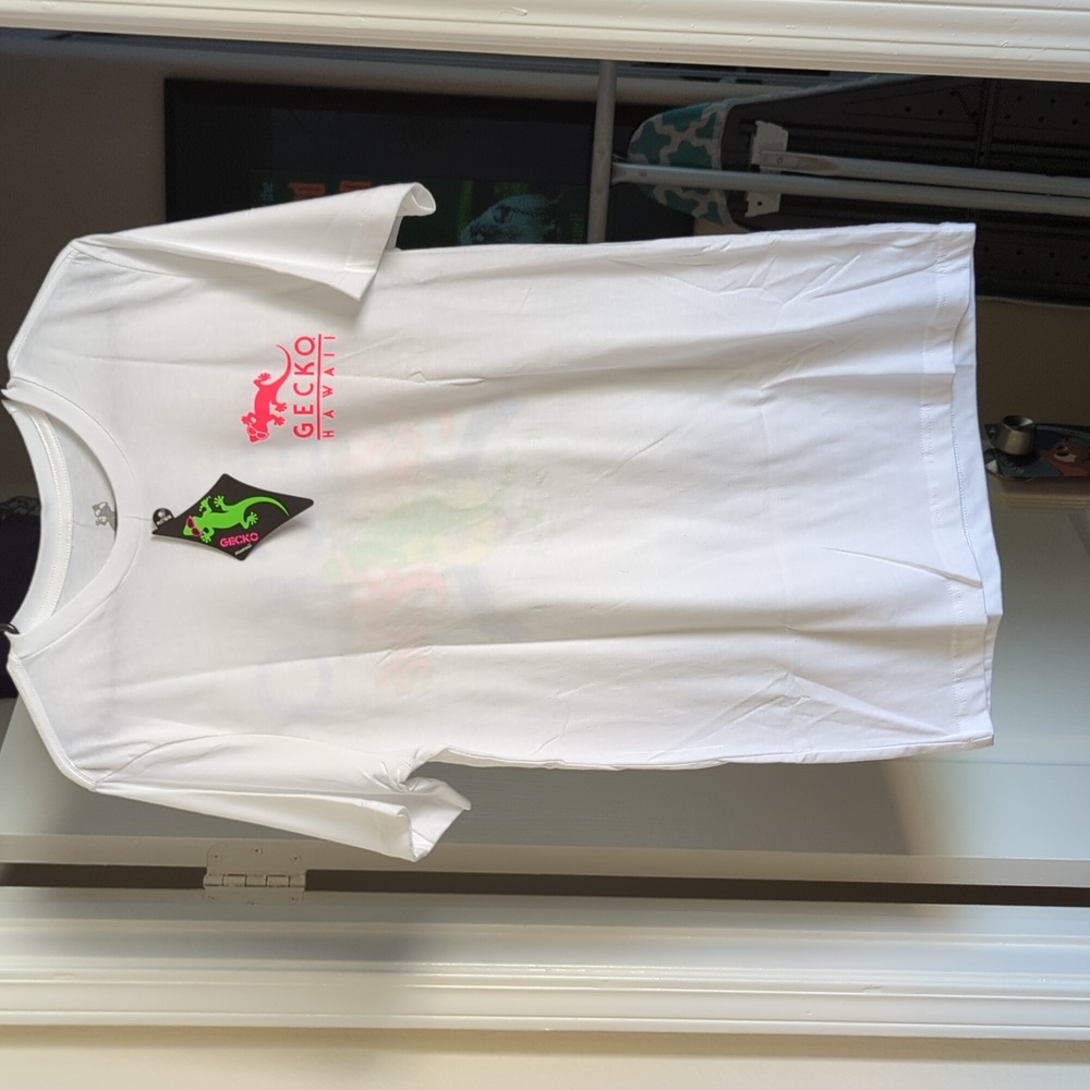 Gecko Hawaii Shirt White Medium